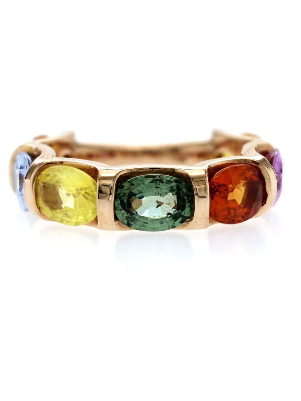 6.45 CT Multicolor Sapphire in 14K Rose Gold wedding Band Ring Size 6